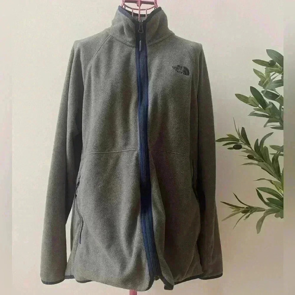 North Face Jacket Womens Large Full Zip Long Sleeve Gray Fleece Pockets - Picture 2 of 9